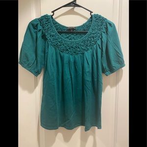 The Limited Turquoise 3/4 Length Cotton Top Size S